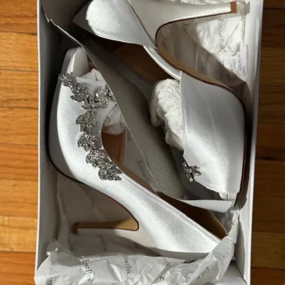 White Bridal Rhinestone Heels - Picture 3 of 4